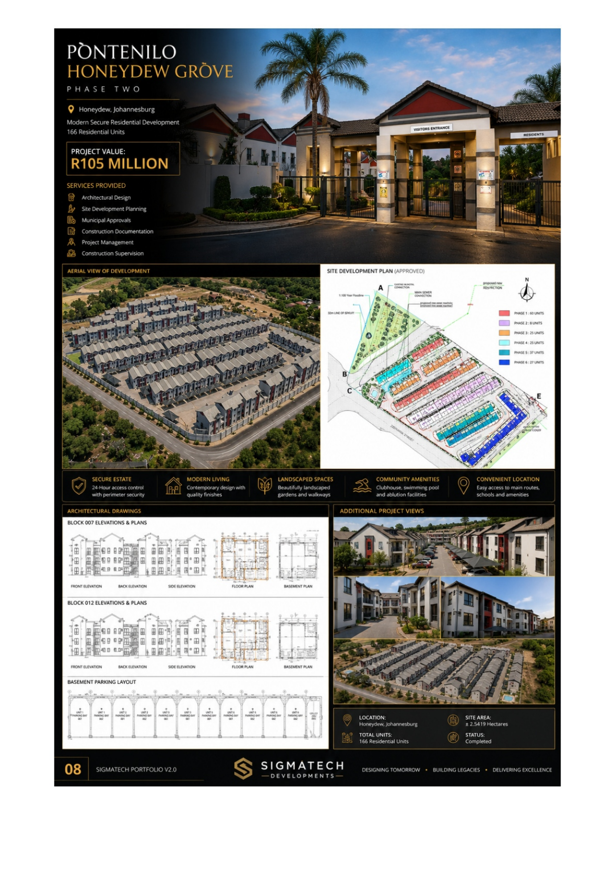 Pontenilo — Honeydew Grove Phase Two project sheet — photos, site development plan, drawings and 3D renders